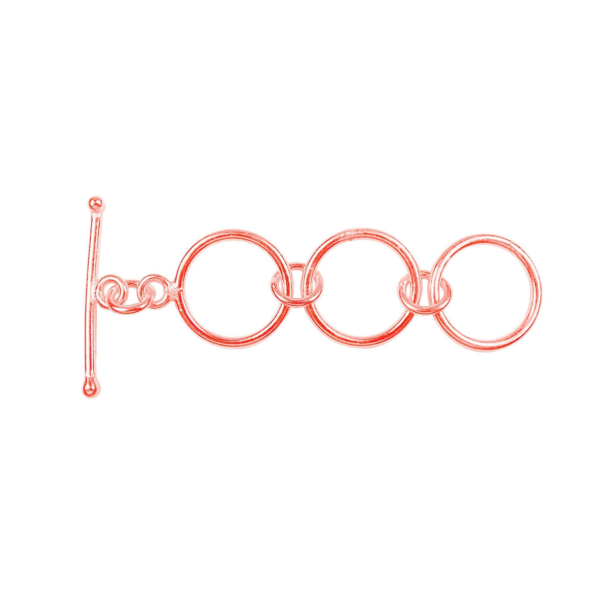Handcrafted Rose Gold Overlay Toggle Clasp from India with triple-ring polished design