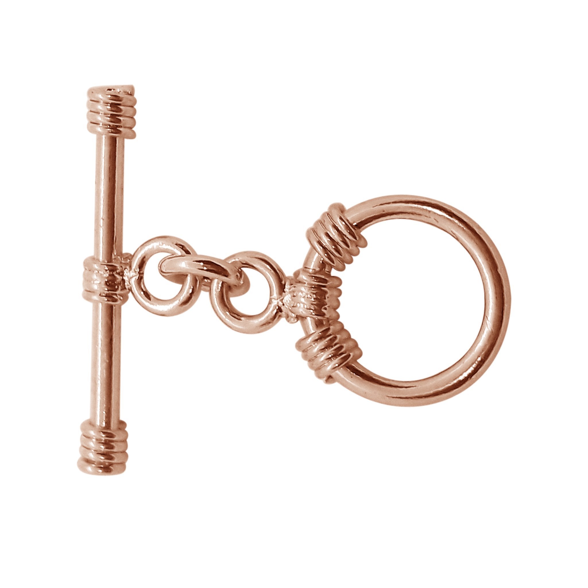 Handcrafted Rose Gold Overlay Toggle Clasp from India with polished circular wrapped design