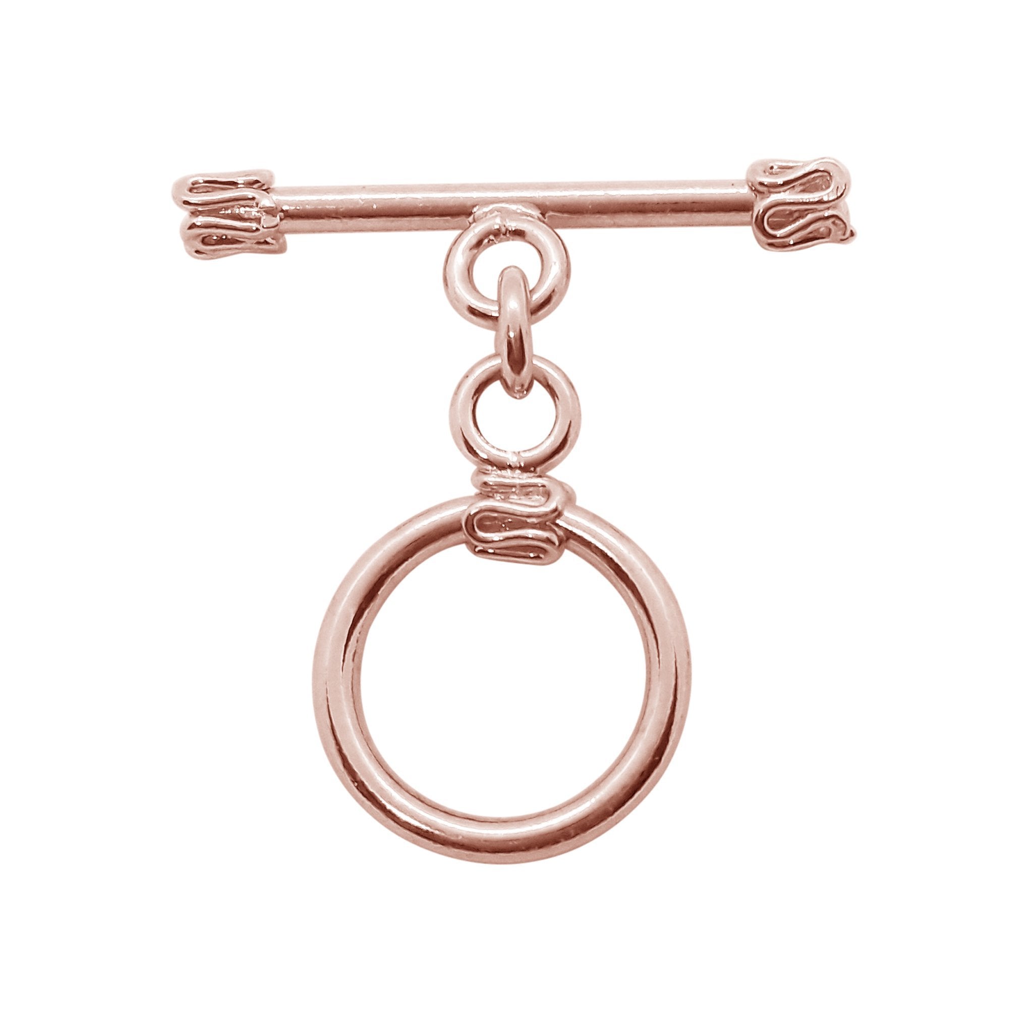 Handcrafted Rose Gold Overlay Toggle Clasp from India with polished decorative design