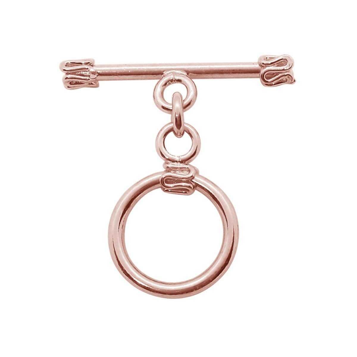 Handcrafted Rose Gold Overlay Toggle Clasp from India with polished decorative design