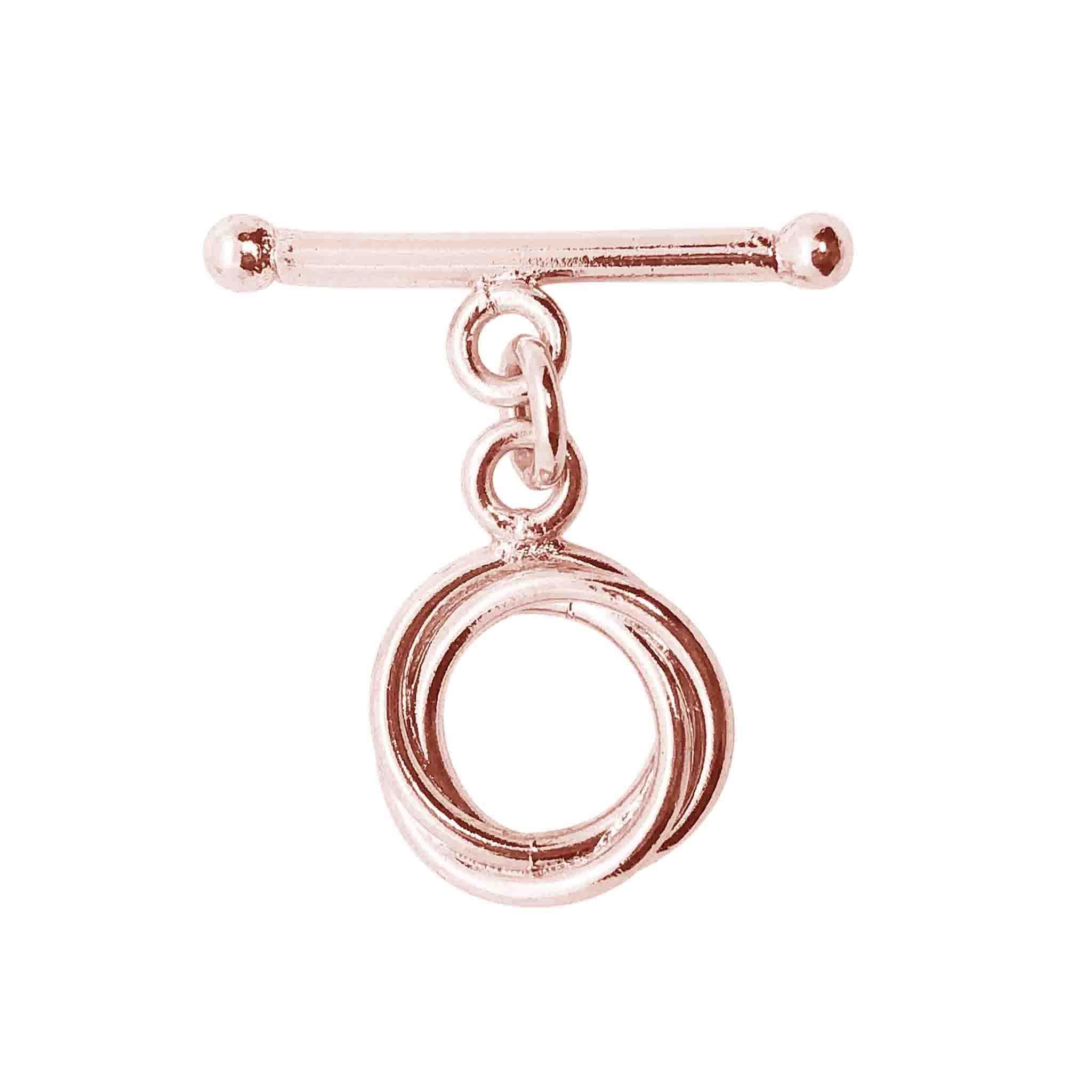 Handcrafted Rose Gold Overlay Toggle Clasp from India with double-ring loop design