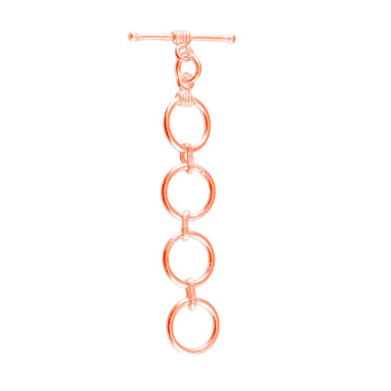 Handcrafted Rose Gold Overlay Toggle Clasp from India with polished multi-ring design