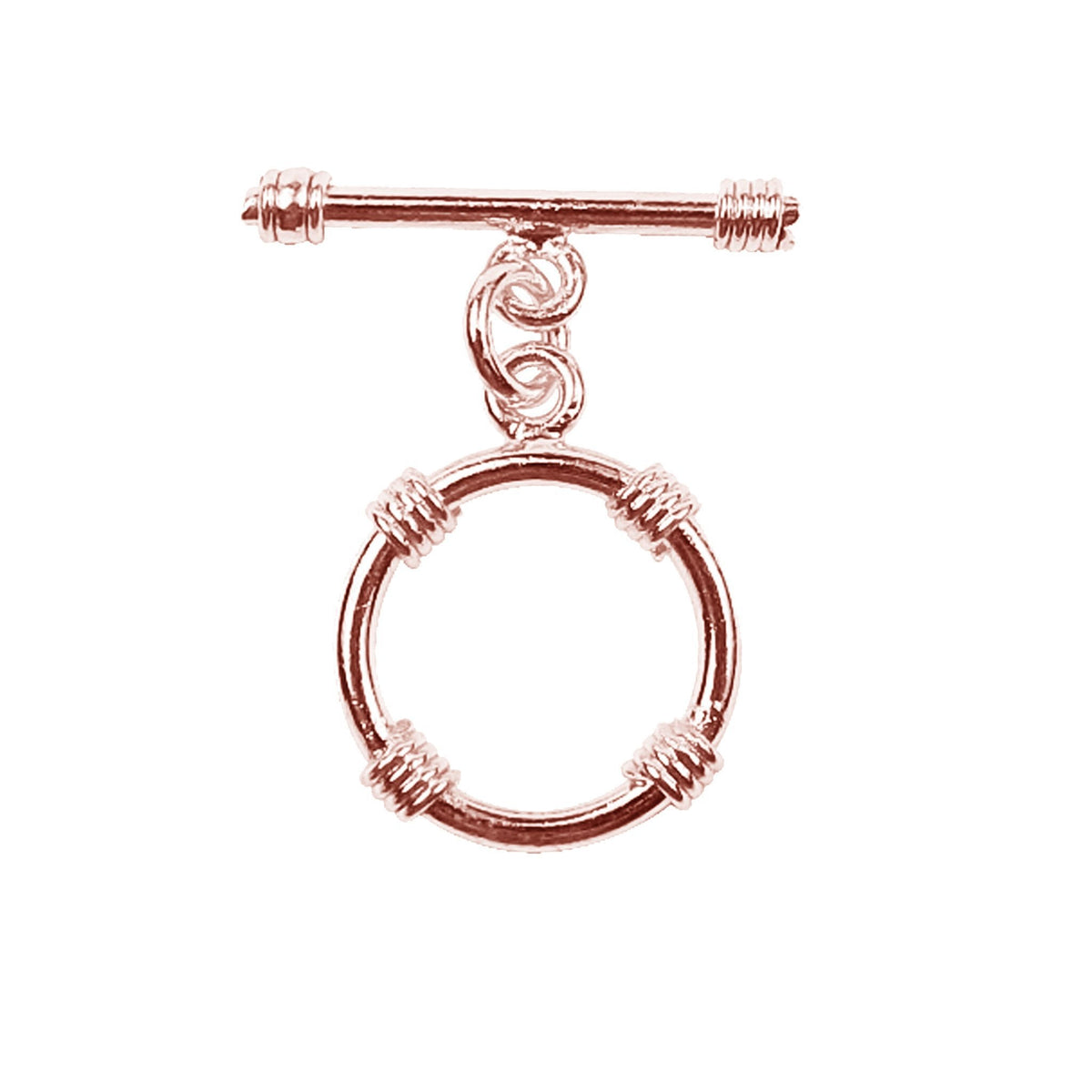 Handcrafted Rose Gold Overlay Toggle Clasp from India with polished circular four-wrap design