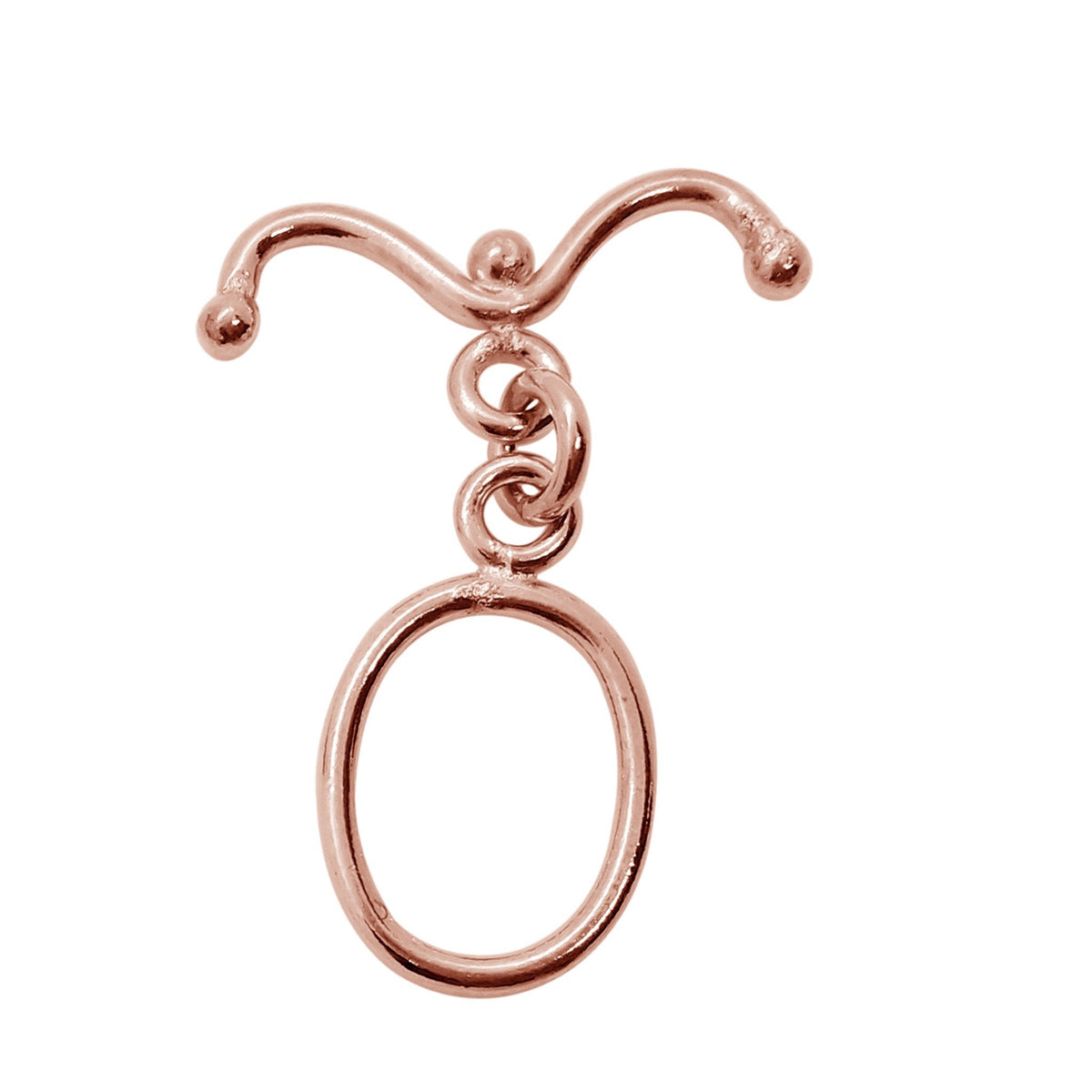 Handcrafted Rose Gold Overlay Toggle Clasp from India with polished curved bar and oval loop design