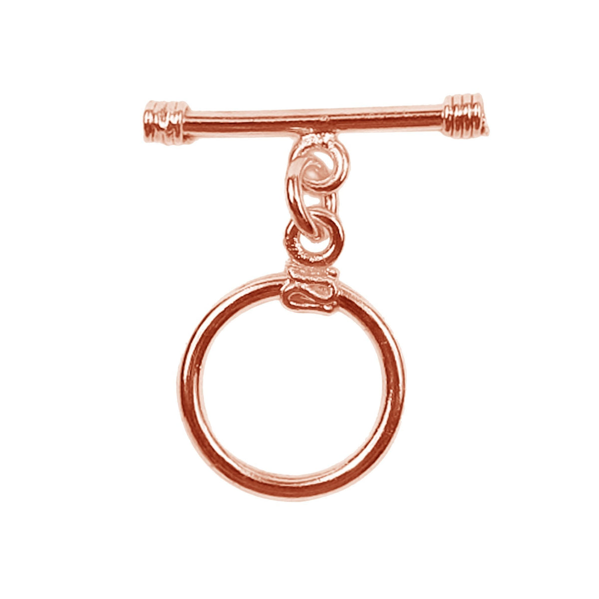 Handcrafted Rose Gold Overlay Toggle Clasp from India with polished round loop and wrapped bar design