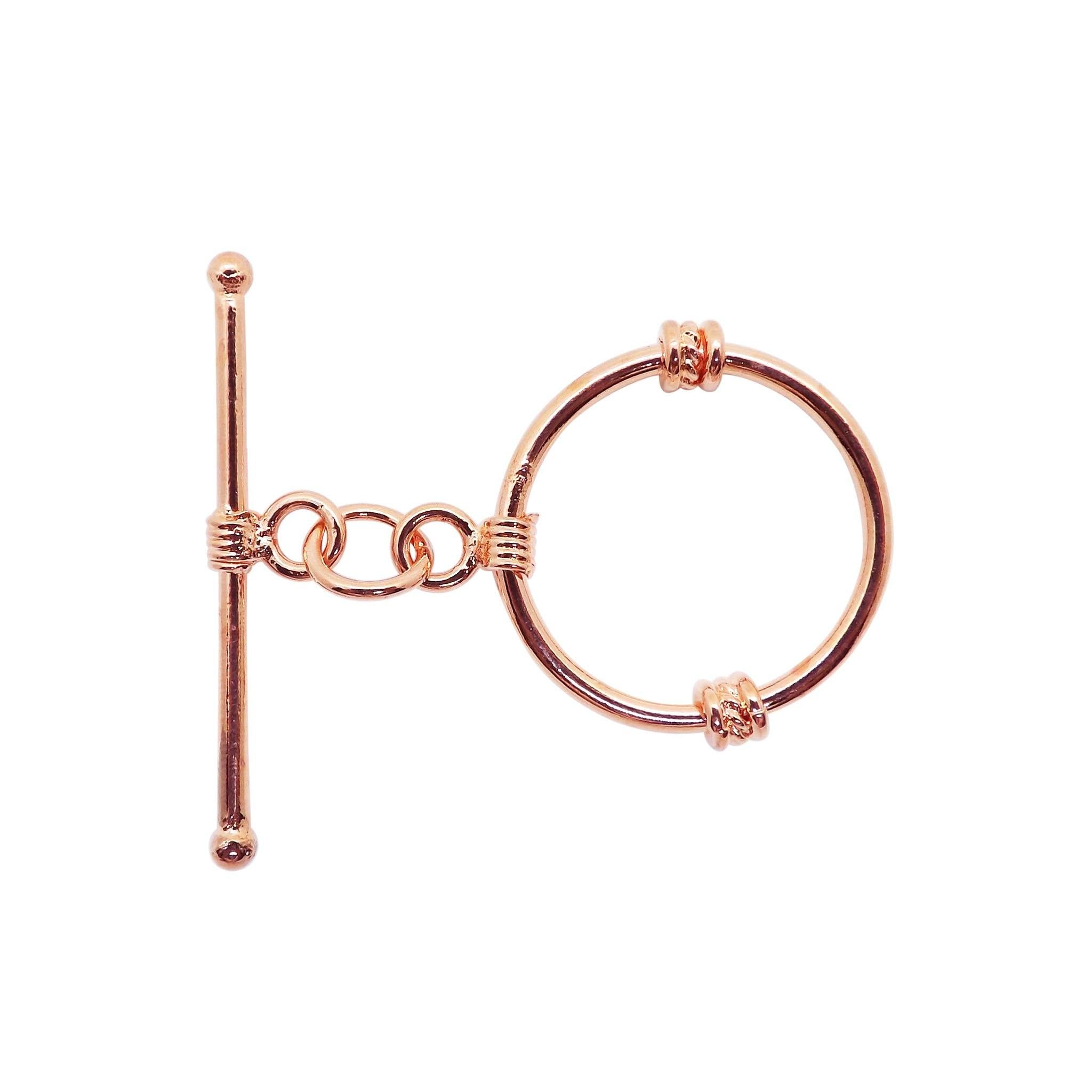 Rose Gold Overlay toggle clasp from India with circular loop and polished bar.