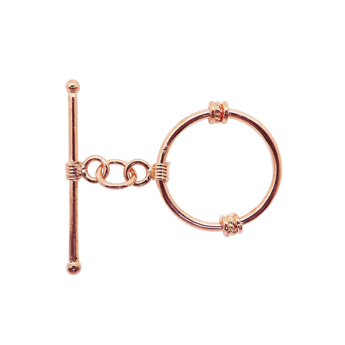 Rose Gold Overlay toggle clasp from India with circular loop and polished bar.