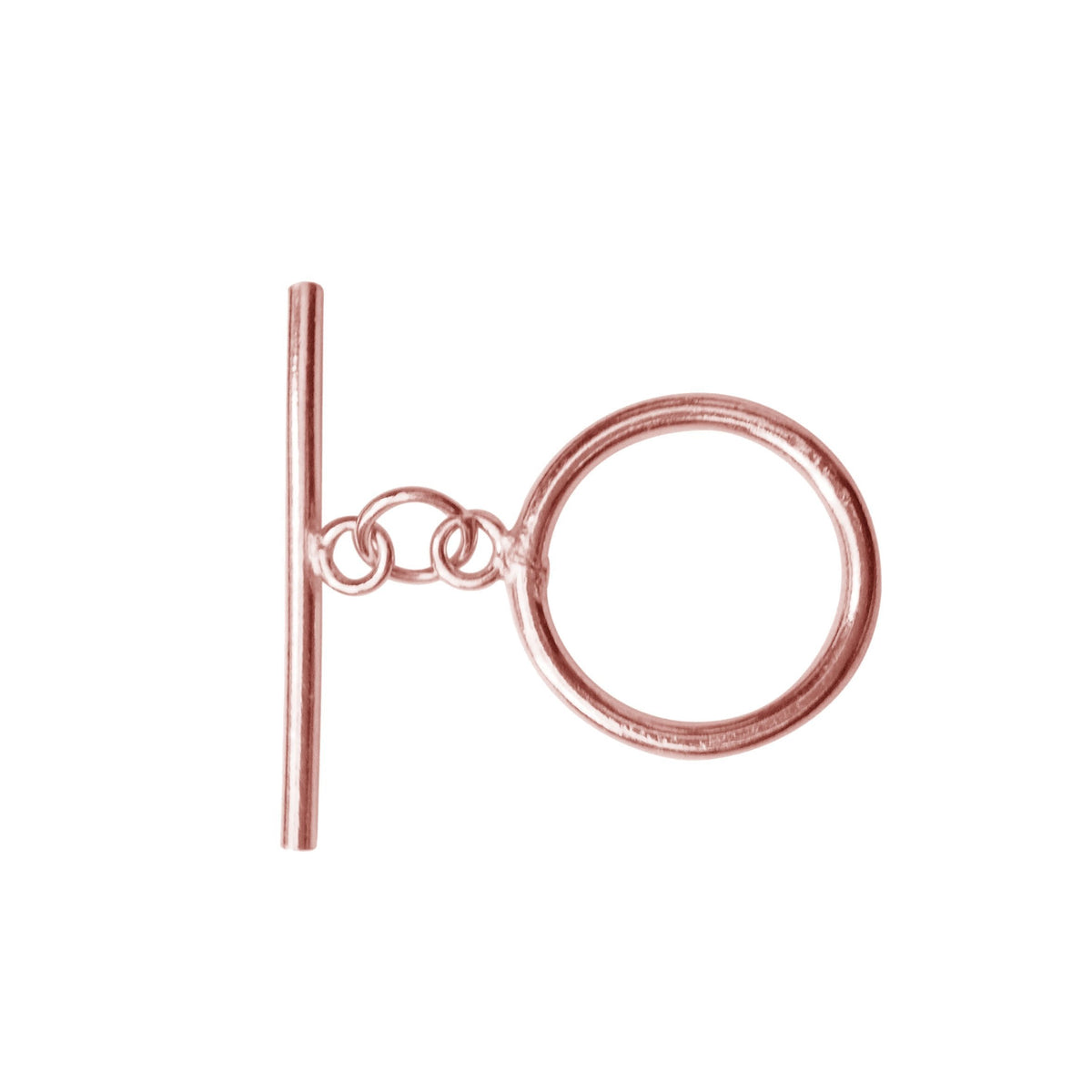 Rose Gold Overlay toggle clasp from India with polished circular loop and bar.