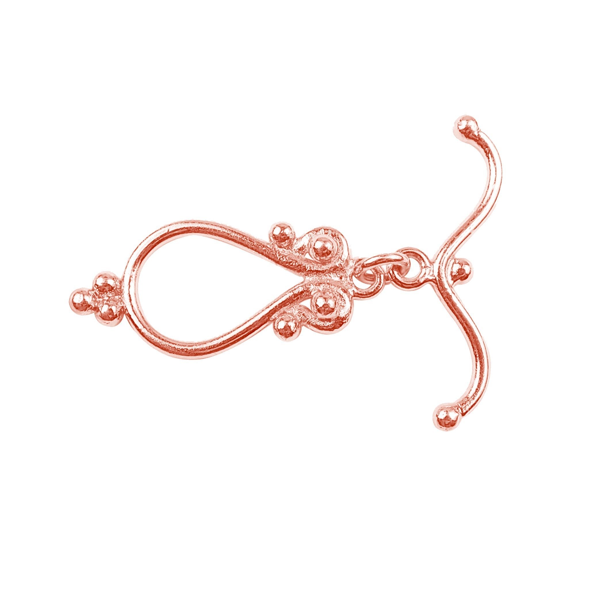Rose Gold Overlay toggle clasp from India with ornate teardrop design and polished finish.