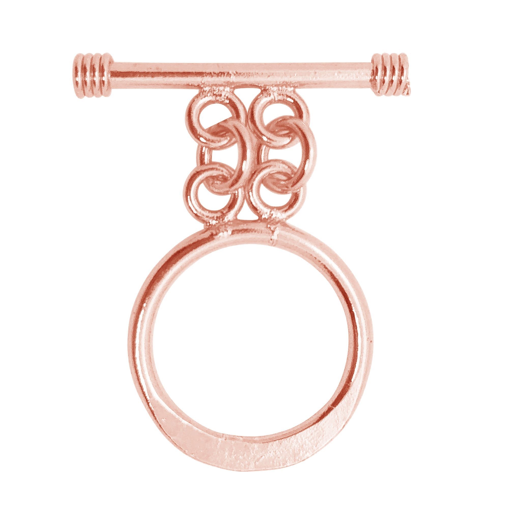Rose Gold Overlay toggle clasp from India with circular loop and stylish multiple-ring connector.