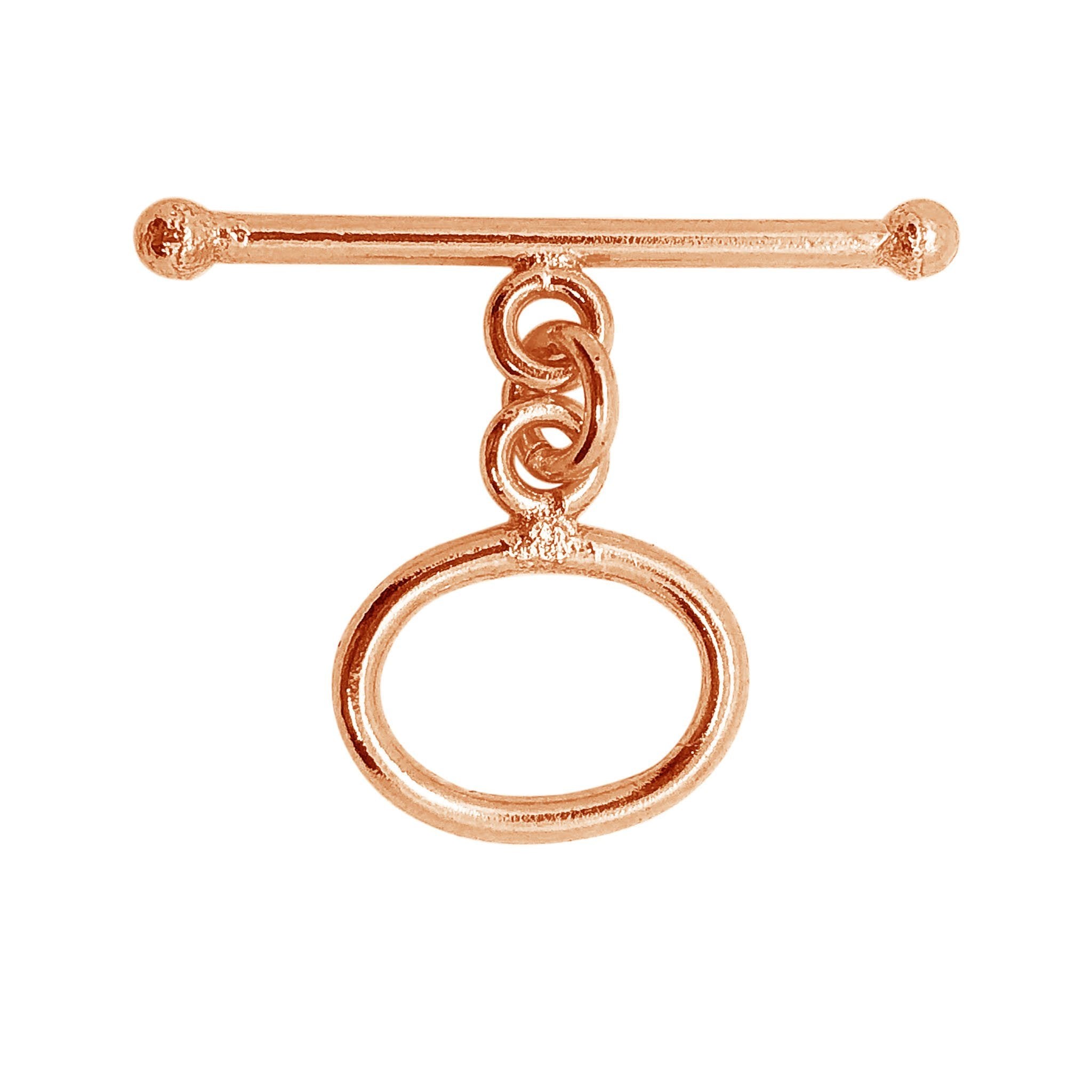 Rose Gold Overlay toggle clasp from India with polished oval loop and bar design.
