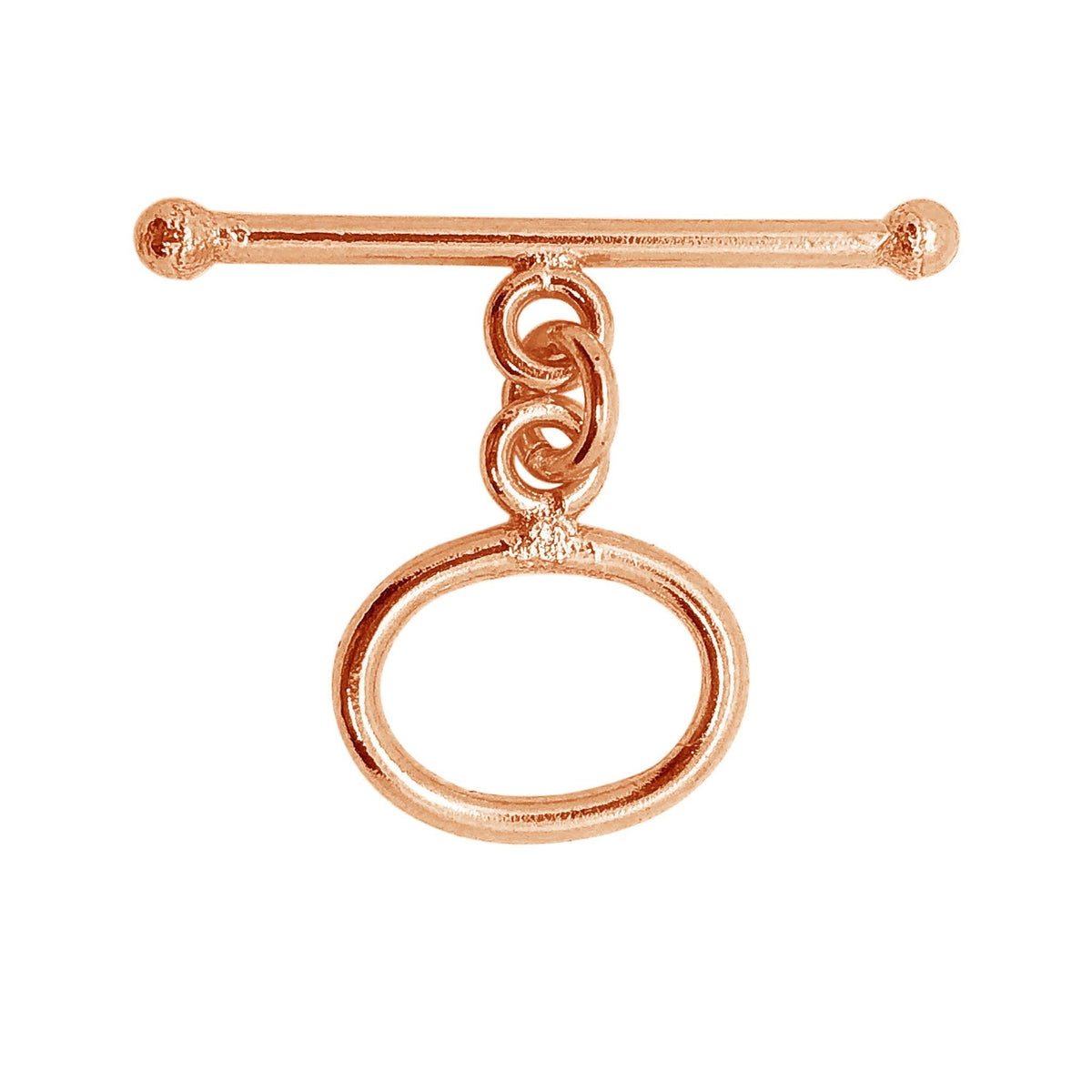 Rose Gold Overlay toggle clasp from India with polished oval loop and bar design.