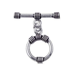 Handcrafted Silver Overlay wrapped ring toggle clasp, DIY jewelry accessory for handmade bracelets and necklaces.