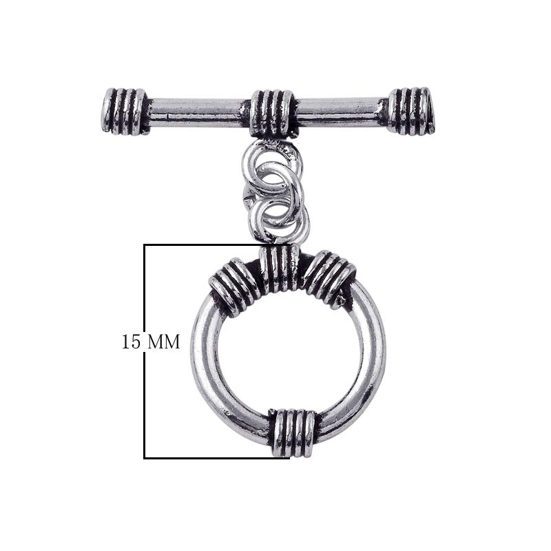 Handcrafted Silver Overlay wrapped ring toggle clasp, DIY jewelry accessory for handmade bracelets and necklaces.