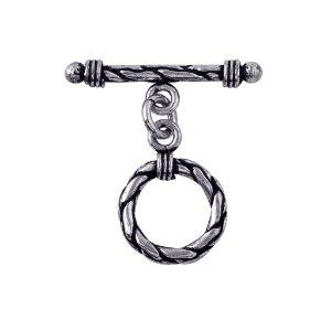 Handcrafted Silver Overlay braided ring toggle clasp, DIY jewelry accessory for handmade bracelets and necklaces.