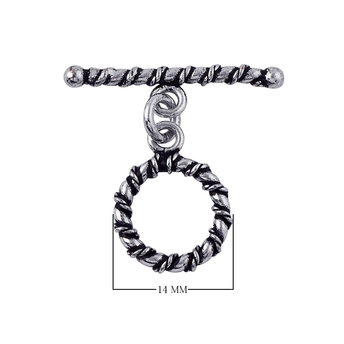 Handcrafted Silver Overlay twisted rope toggle clasp, DIY jewelry accessory for handmade bracelets and necklaces.