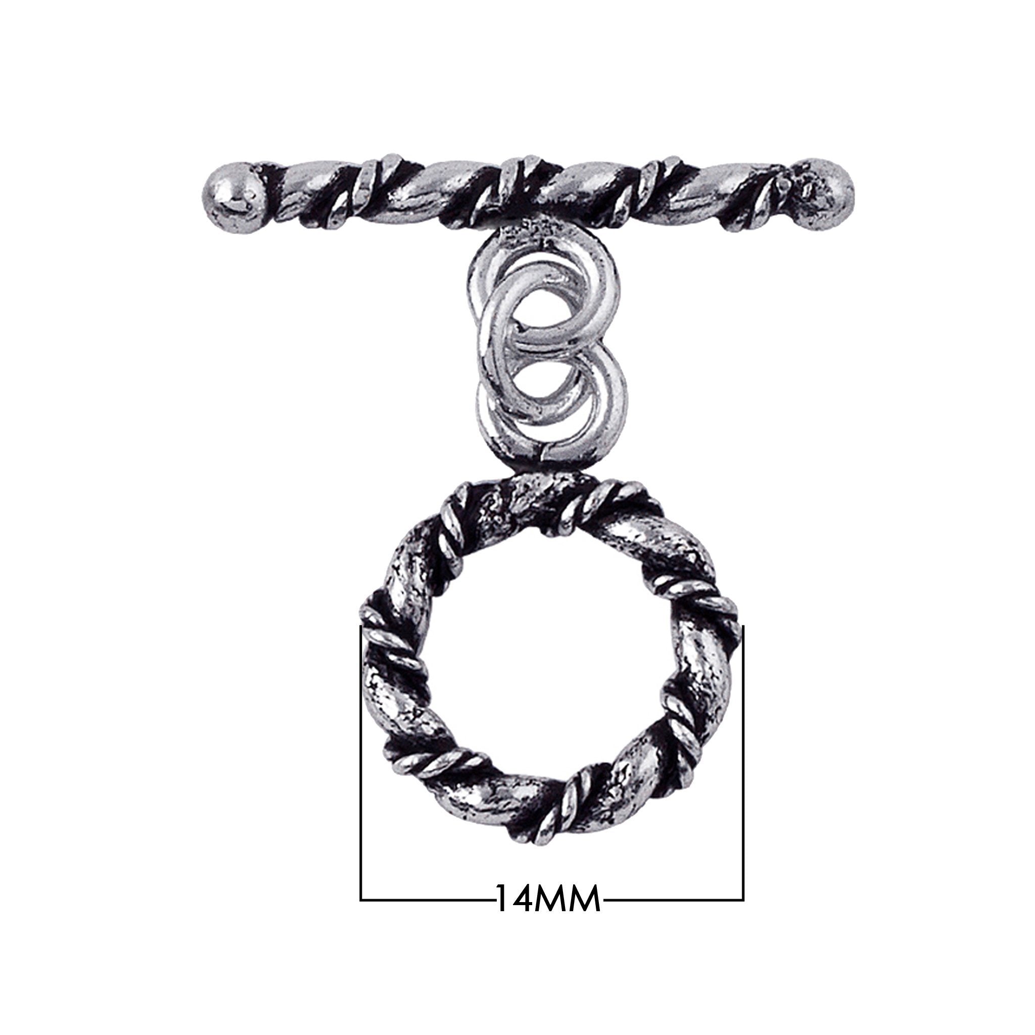 Handcrafted Silver Overlay rustic rope toggle clasp, DIY jewelry accessory for handmade bracelets and necklaces.