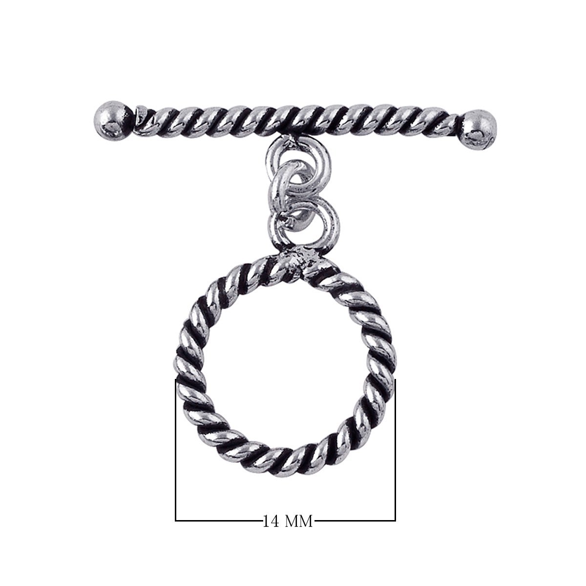 Handcrafted Silver Overlay rope twist toggle clasp – artisan jewelry connector for bracelets and necklaces.