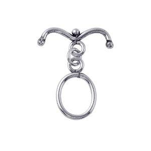 Elegant oval Silver Overlay toggle clasp with smooth curved bar, ideal for DIY bracelets, necklaces, and handmade jewelry projects.
