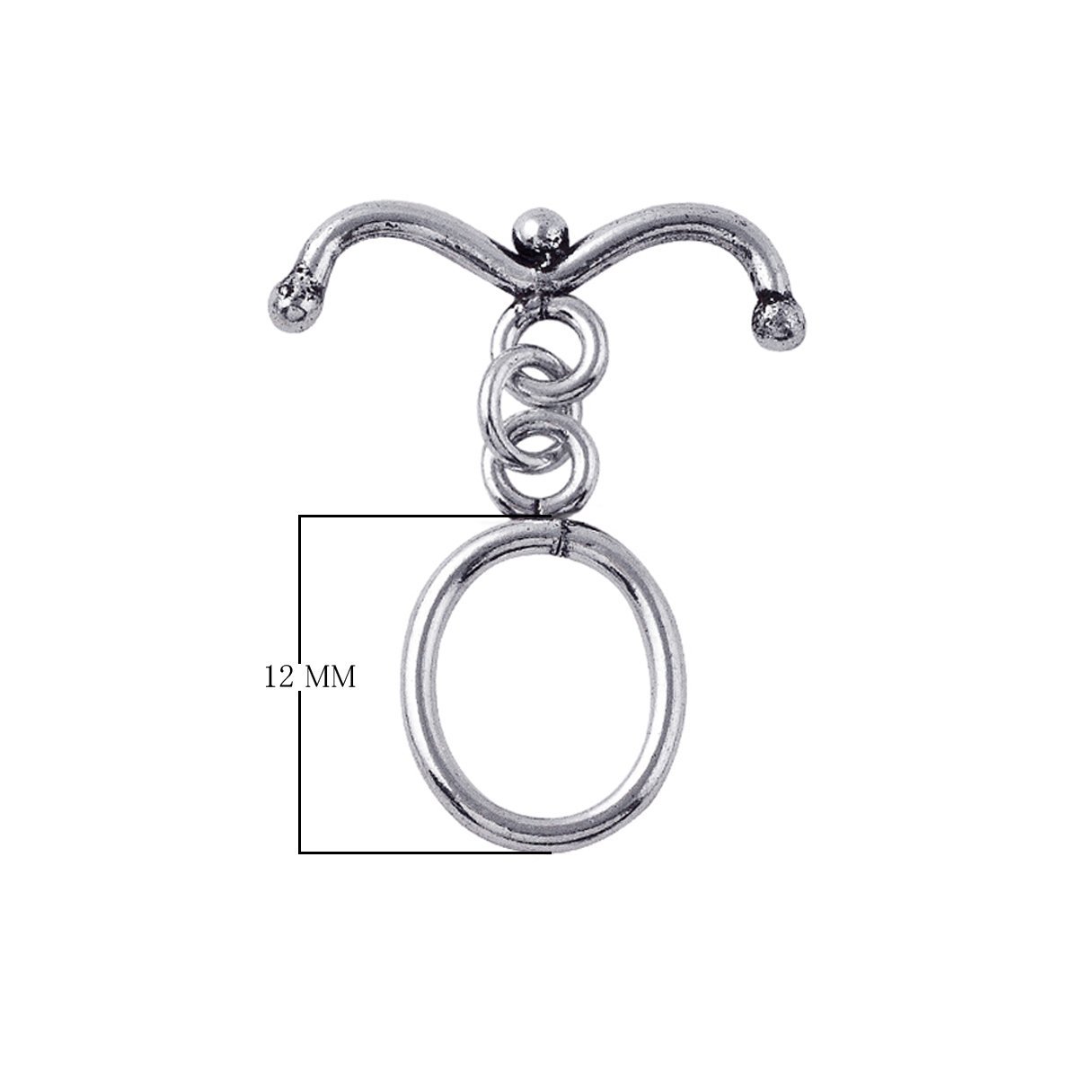 Elegant oval Silver Overlay toggle clasp with smooth curved bar, ideal for DIY bracelets, necklaces, and handmade jewelry projects.