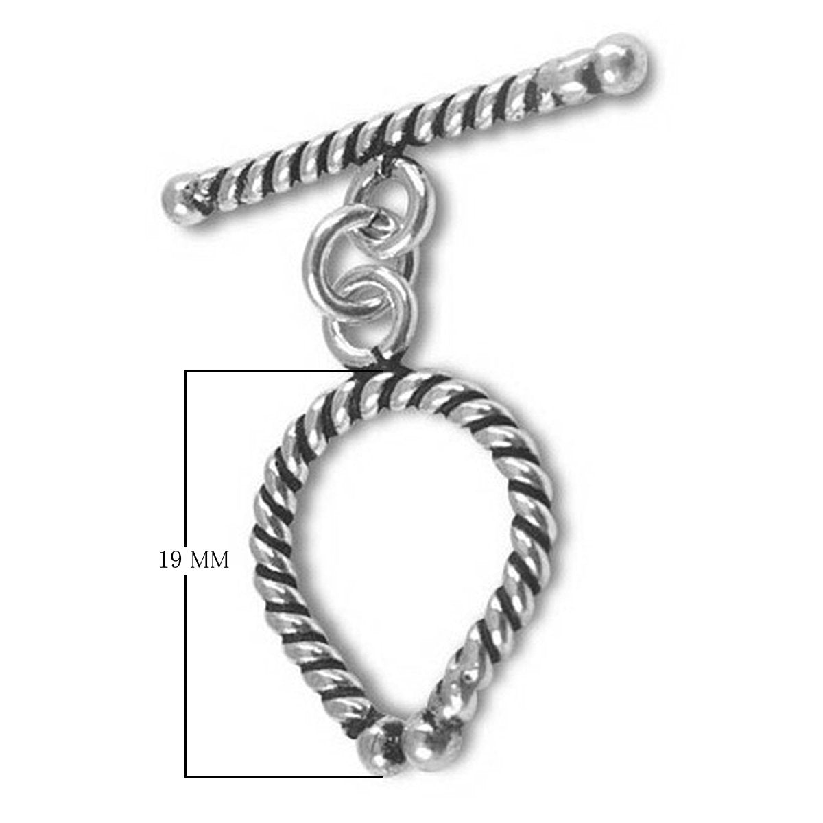 Elegant Silver Overlay rope toggle clasp, handcrafted in Bali – twisted loop and bar closure for necklaces and bracelets.