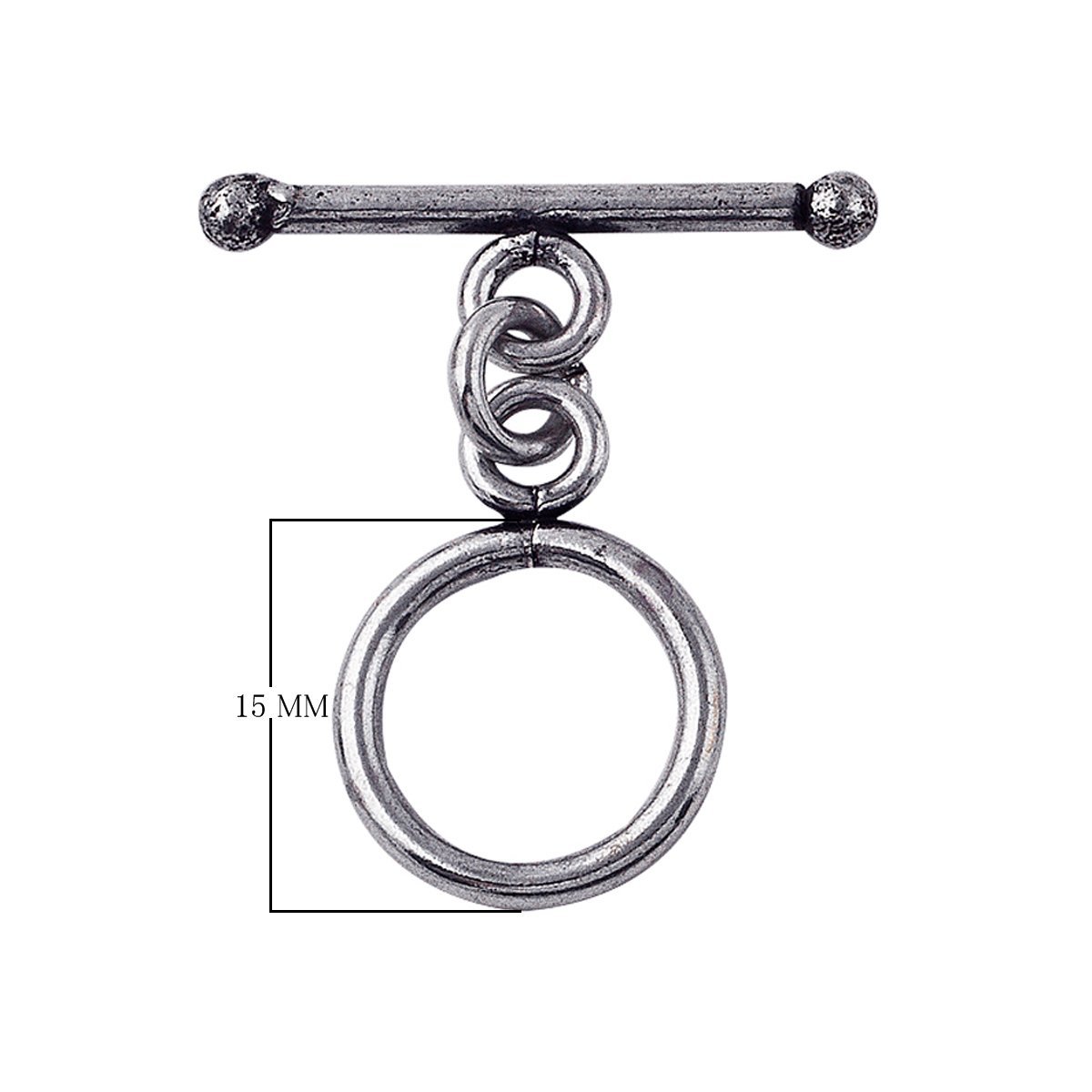 Elegant Silver Overlay circle toggle clasp, handcrafted in India – polished loop and bar closure for necklaces and bracelets.