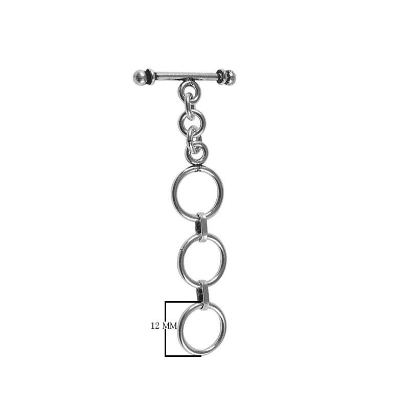 Elegant Silver Overlay toggle clasp with circular rings and bar, handcrafted in India for DIY jewelry making.