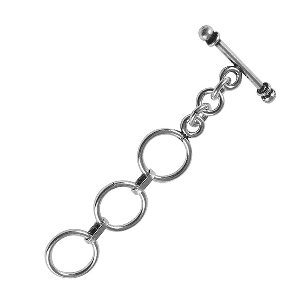Elegant Silver Overlay toggle clasp with circular rings and bar, handcrafted in India for DIY jewelry making.
