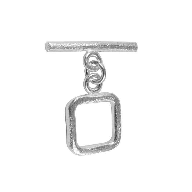 Elegant Silver Overla square toggle clasp with polished square ring and bar, handcrafted in India for DIY jewelry making.