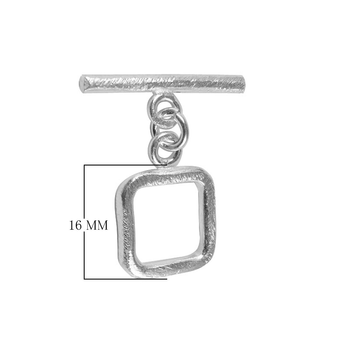 Elegant Silver Overla square toggle clasp with polished square ring and bar, handcrafted in India for DIY jewelry making.