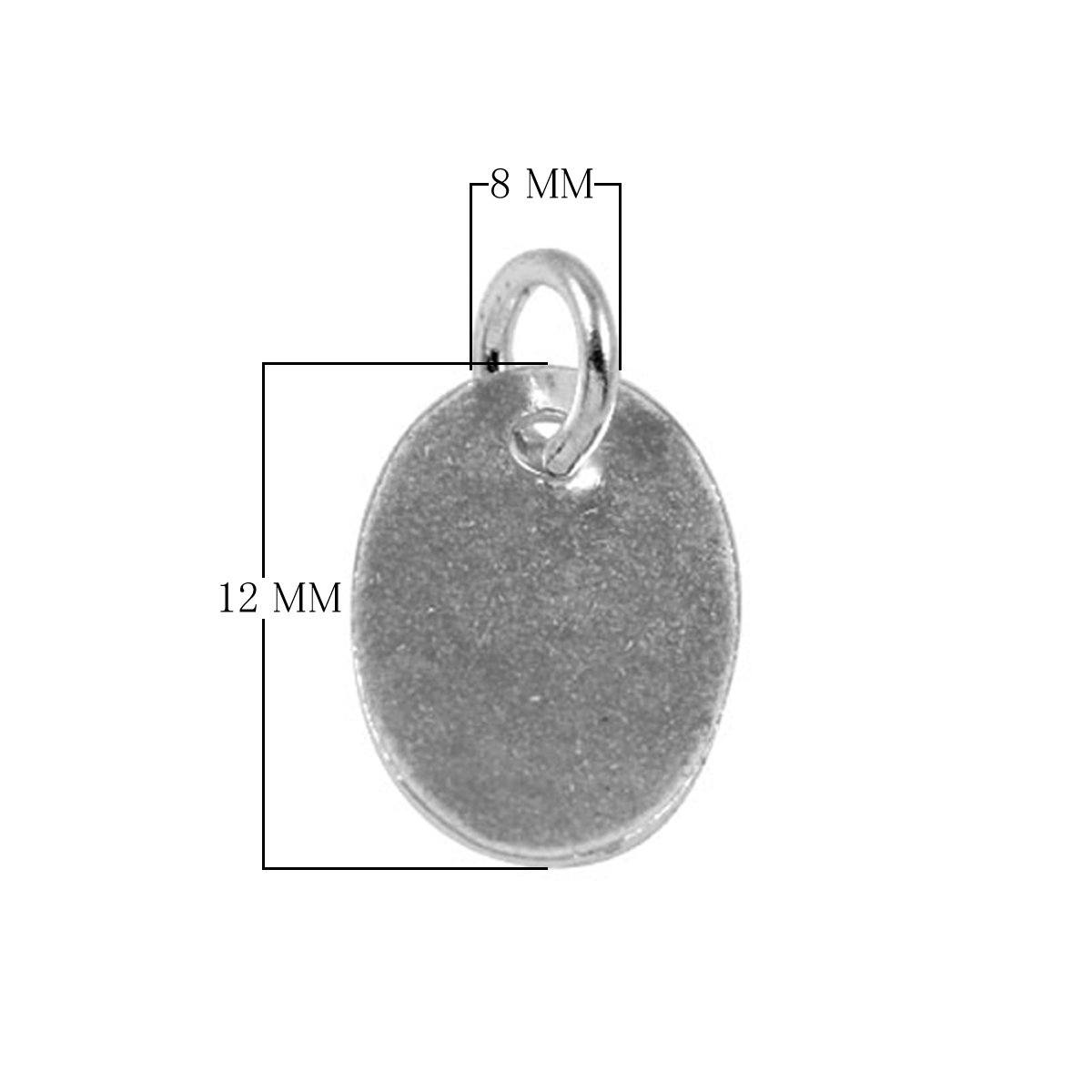 Polished Silver Overlay oval pendant with loop, handcrafted in India as a versatile jewelry accessory for bracelets and necklaces.