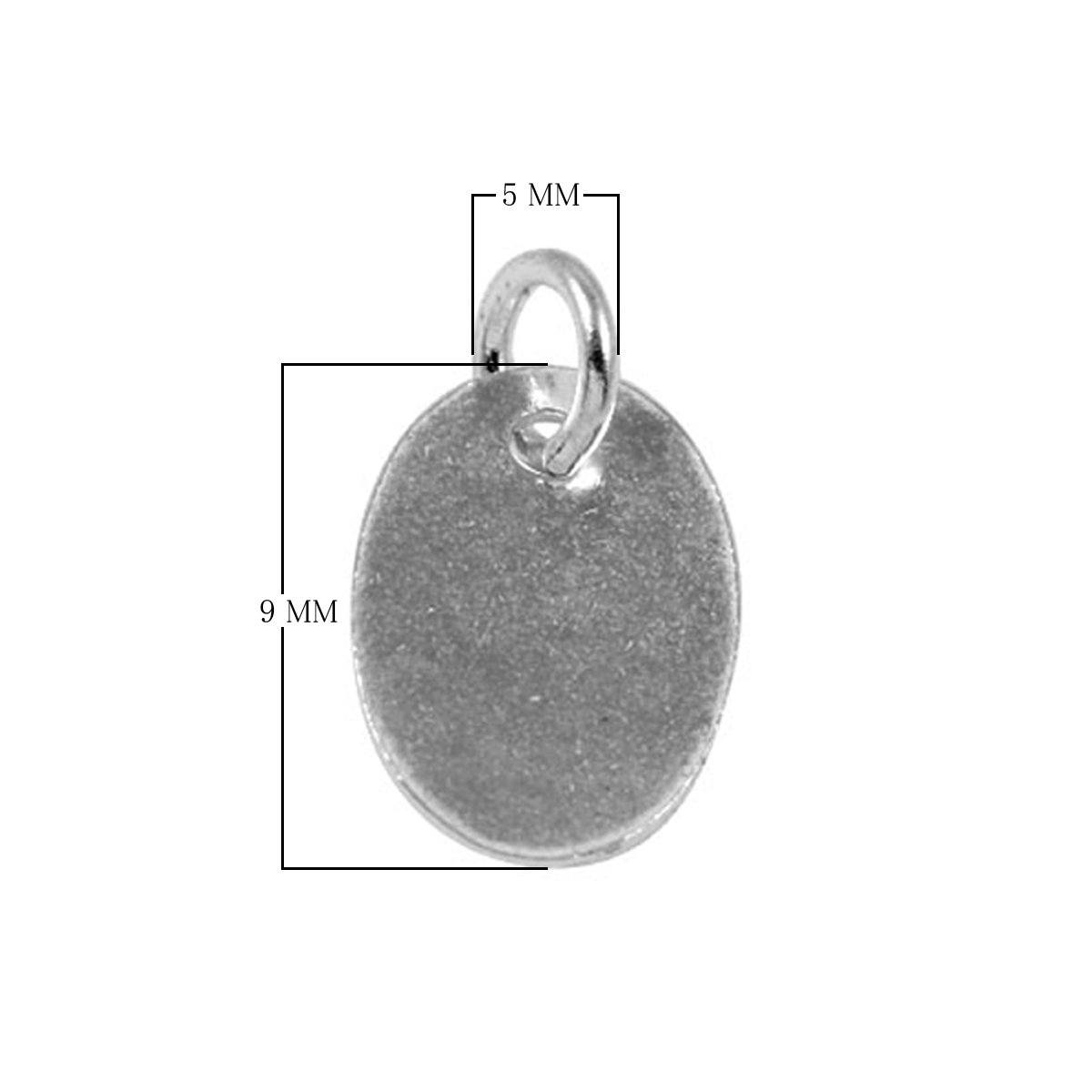 Polished Silver Overlay oval pendant with loop, handcrafted in India as a versatile jewelry accessory for bracelets and necklaces.