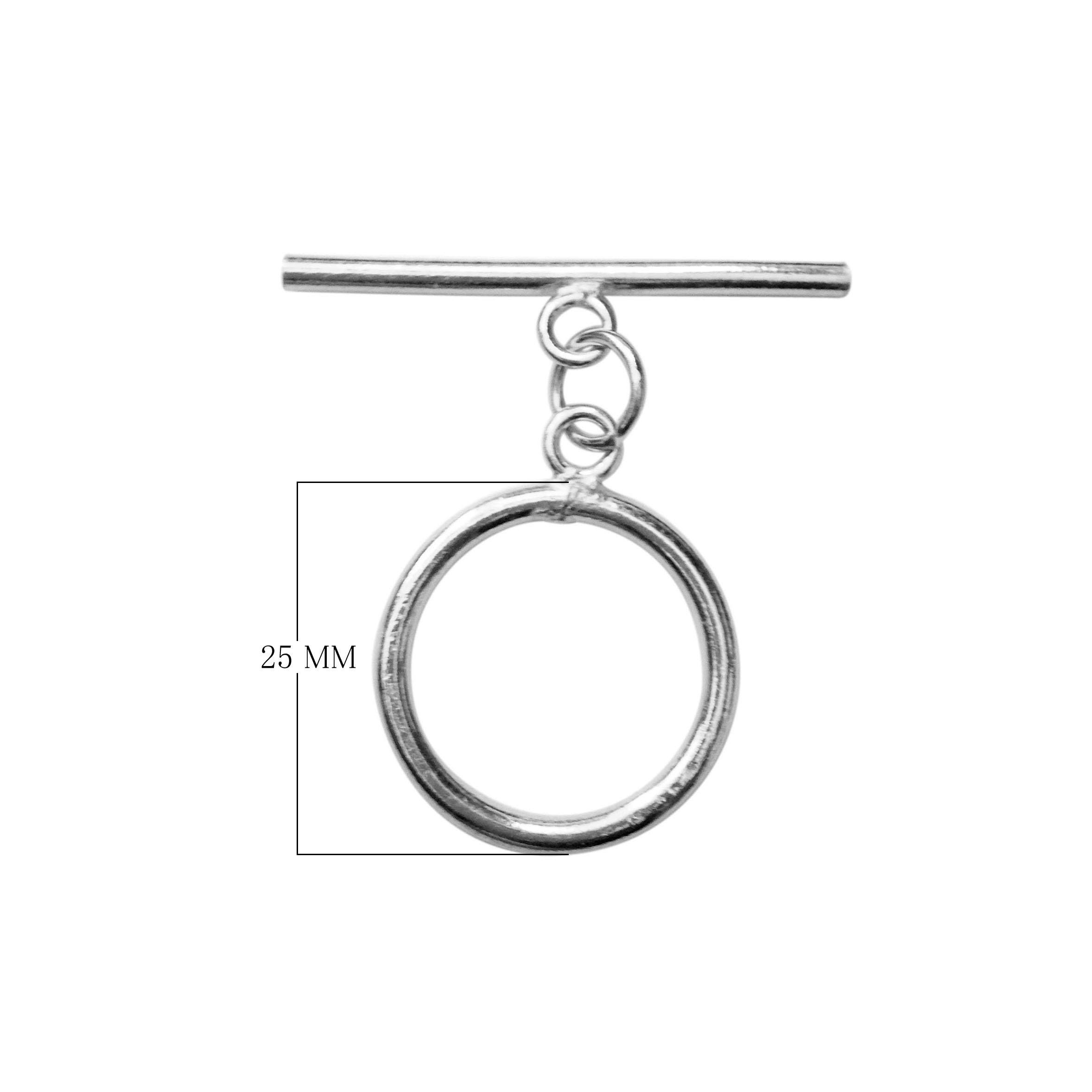 Polished Silver Overlay classic toggle closure with round ring and bar, handcrafted in India for bracelets and necklaces.