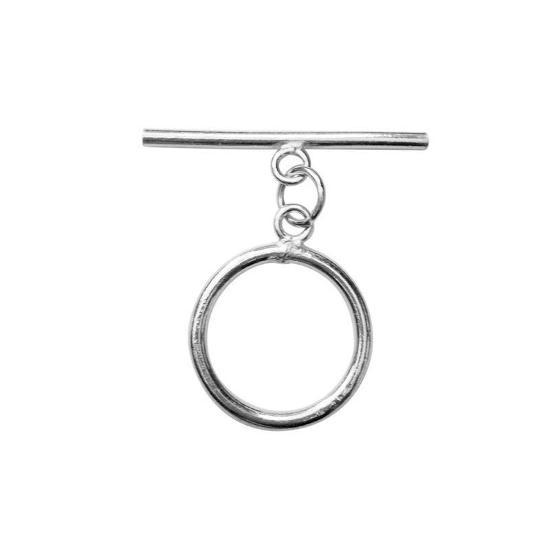 Polished Silver Overlay classic toggle closure with round ring and bar, handcrafted in India for bracelets and necklaces.