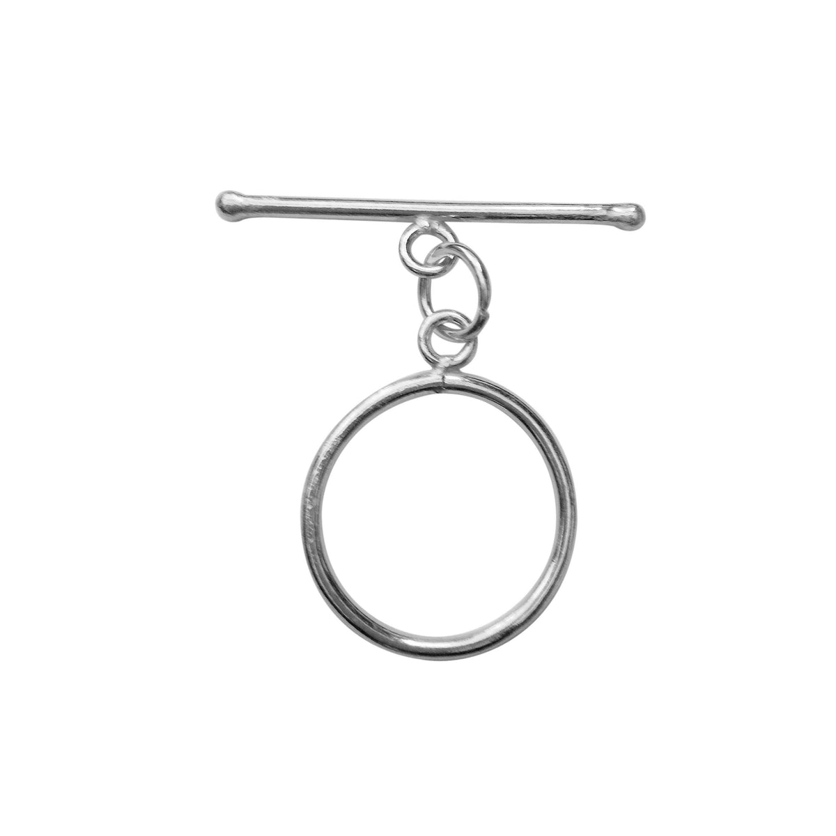 Polished Silver Overlay minimal toggle closure with round ring and bar, handcrafted in India for bracelets and necklaces.