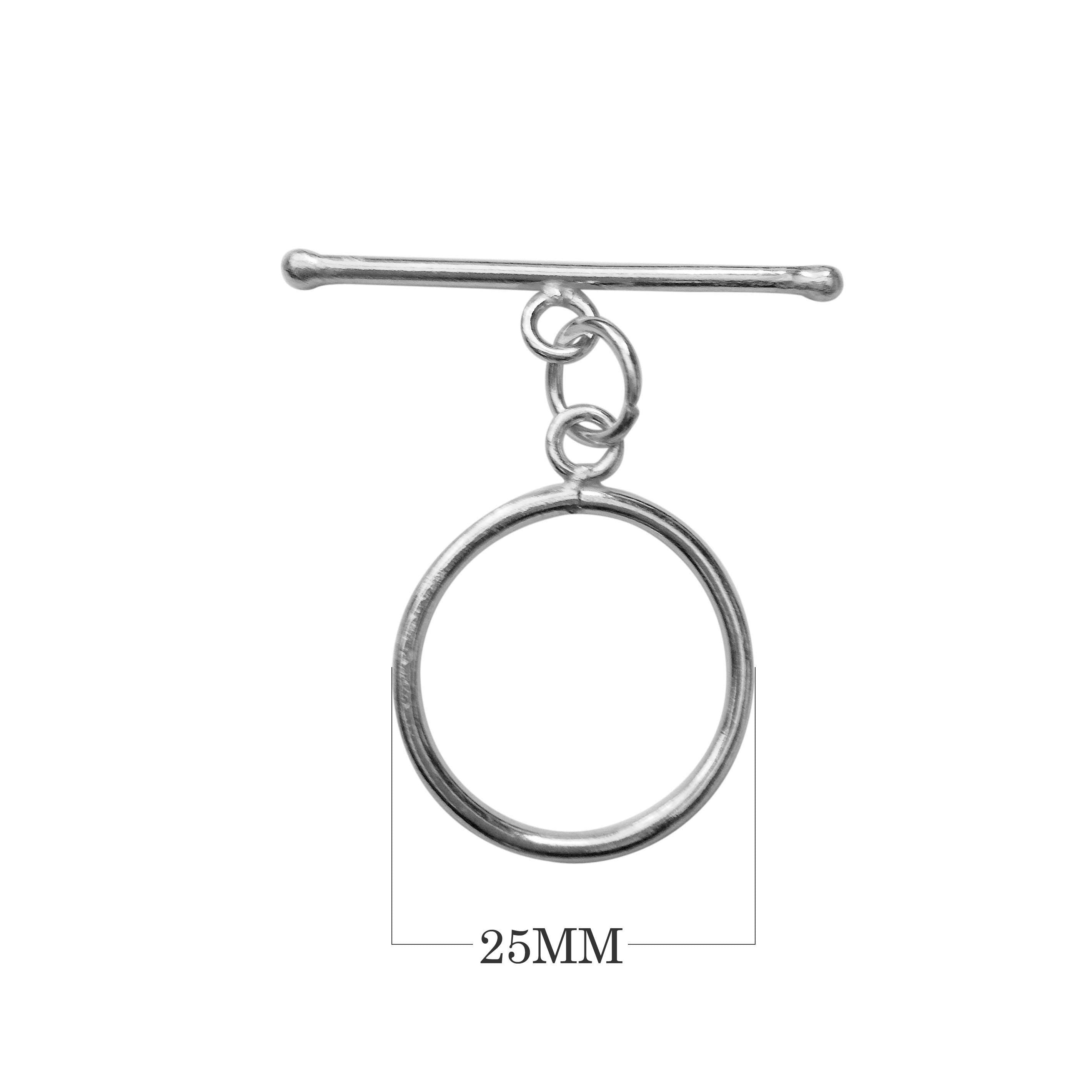 Polished Silver Overlay minimal toggle closure with round ring and bar, handcrafted in India for bracelets and necklaces.