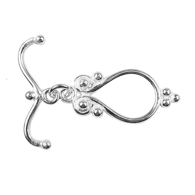 Elegant Silver Overlay toggle clasp with swirl-accented teardrop design, perfect for necklaces and bracelets, handcrafted in India.