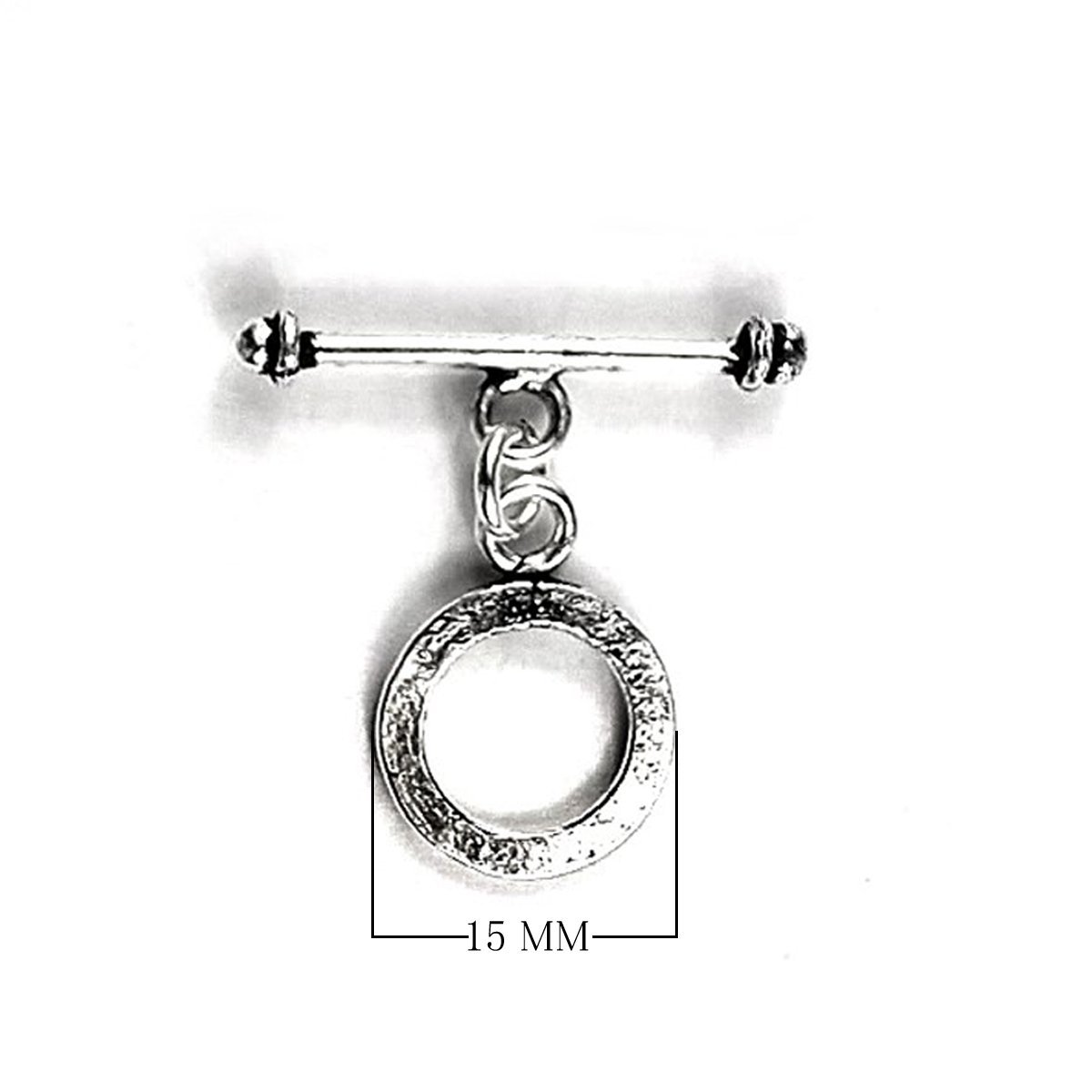 Elegant Silver Overlay round toggle clasp with smooth circular loop and bar design, perfect for necklaces and bracelets, handcrafted in India.