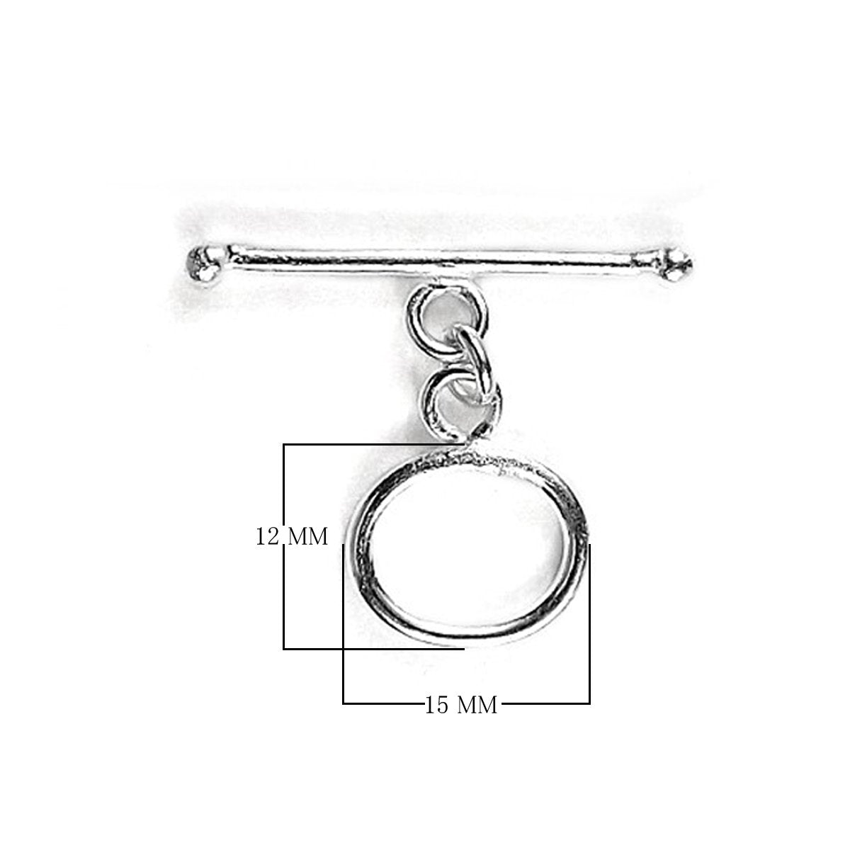 Elegant Silver Overlay oval toggle clasp with smooth loop and polished bar design, perfect for necklaces and bracelets, handcrafted in India.
