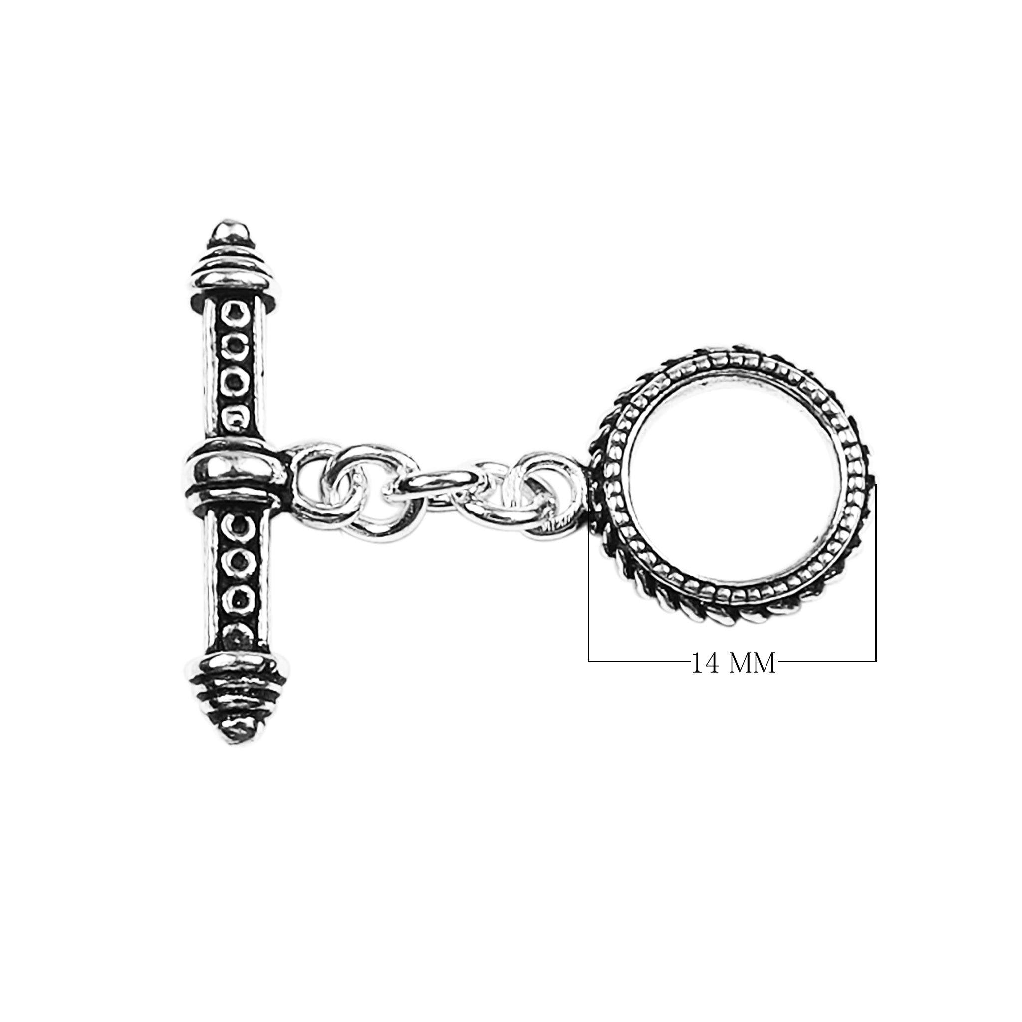 TSF-184 Silver Overlay Beautiful Amazing Disigns Toggle 14MM Round Ring Beads Bali Designs Inc 