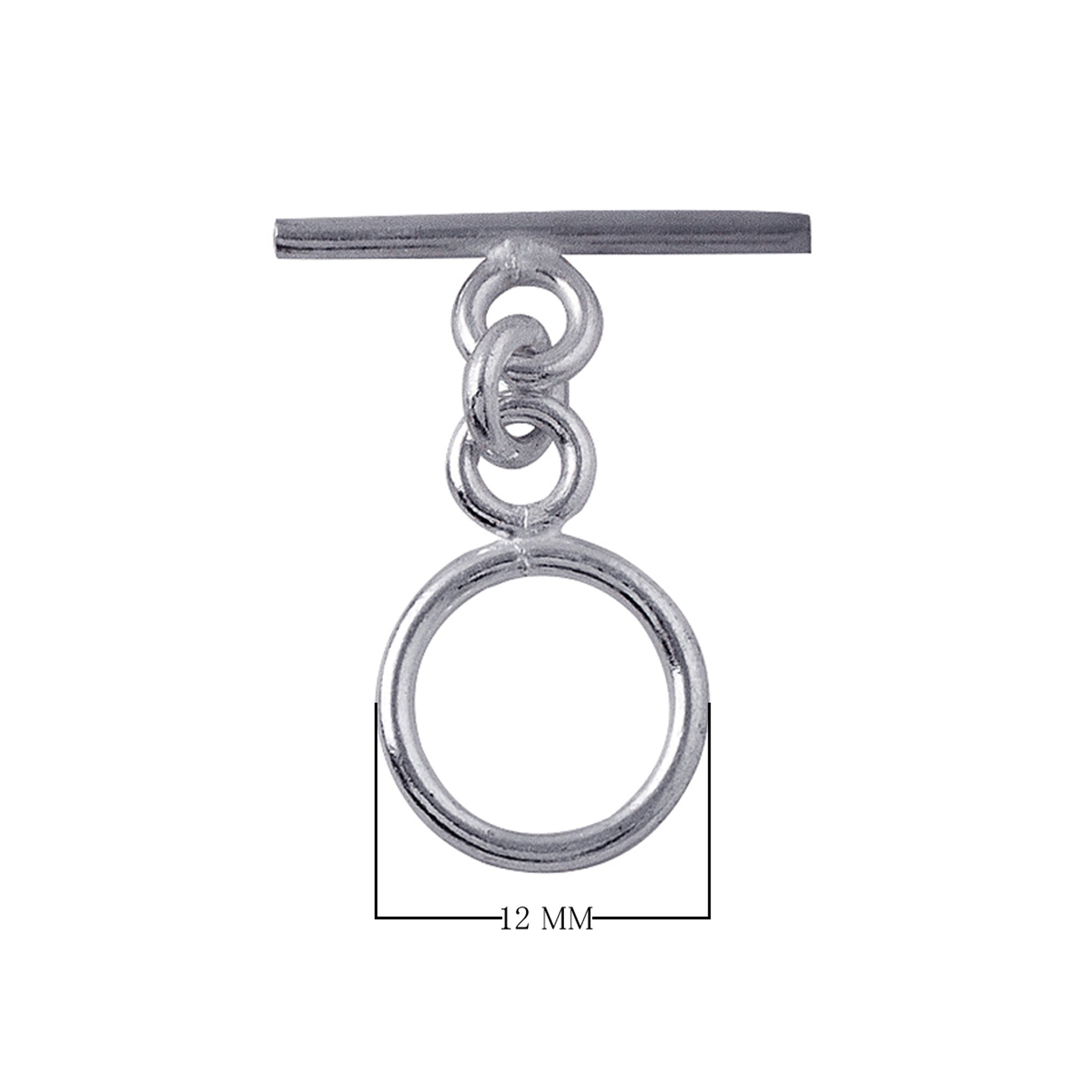 Handmade 925 Sterling Silver toggle clasp with polished ring and bar, elegant jewelry closure crafted in India