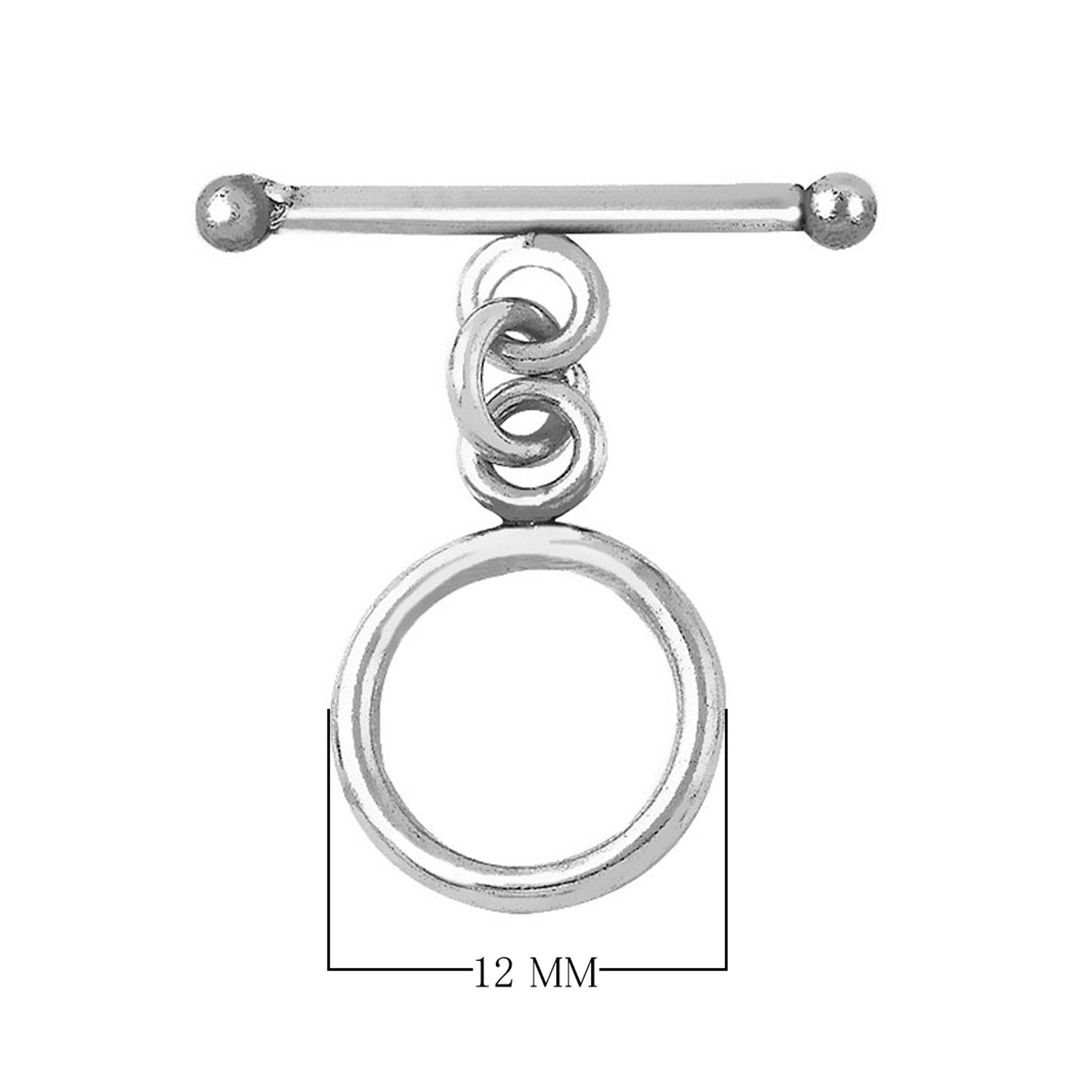 Handcrafted 925 Sterling Silver toggle clasp with polished ring and bar, elegant jewelry closure made in India
