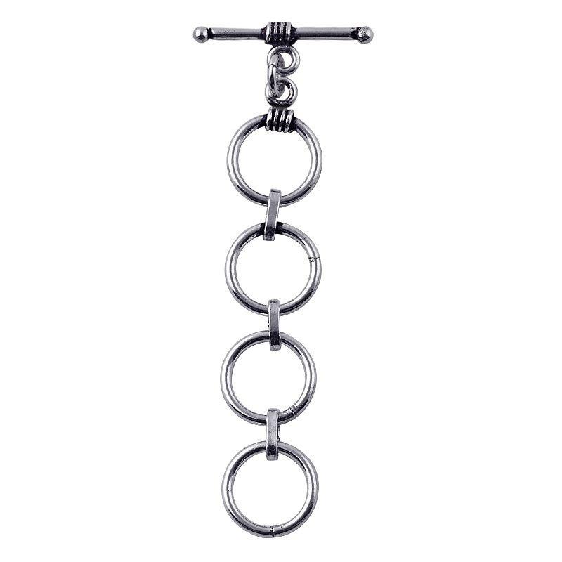 Handcrafted 925 Sterling Silver four-ring toggle clasp with polished finish, elegant jewelry closure made in India
