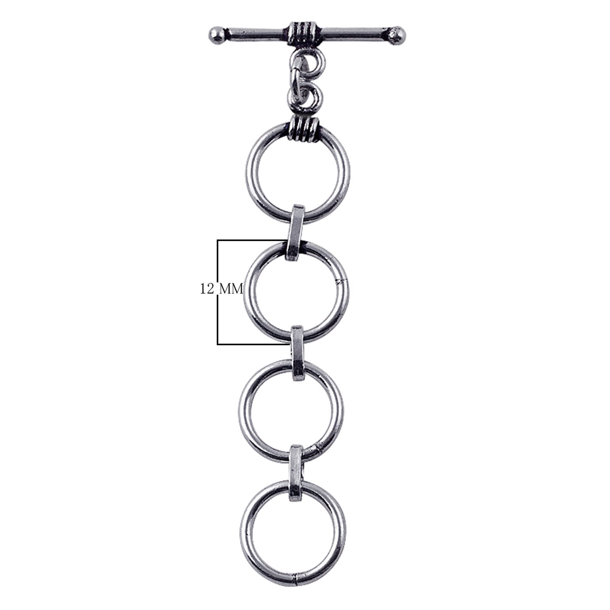Handcrafted 925 Sterling Silver four-ring toggle clasp with polished finish, elegant jewelry closure made in India