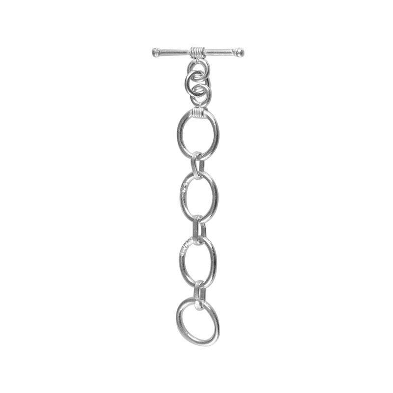 Handcrafted 925 Sterling Silver five-ring toggle clasp with polished finish, elegant jewelry closure made in India